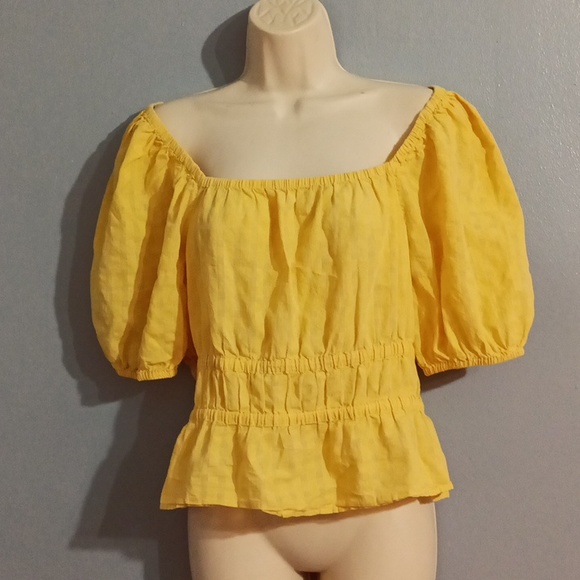 Madewell women's size medium yellow cropped top - Picture 3 of 17